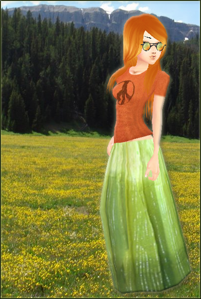 [f] Green Hippie Skirt