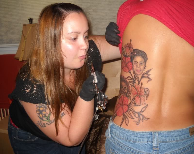 Red hawaiian flower tattoo designs for girls