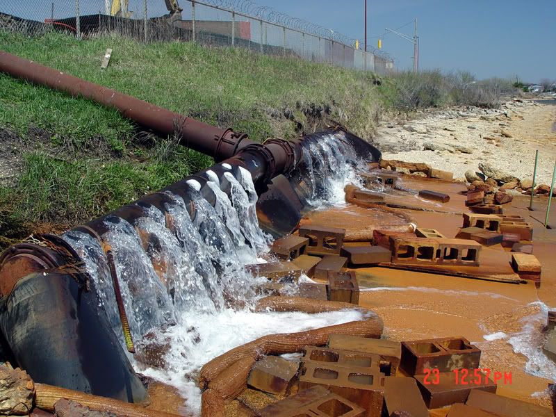 This is the groundwater being pumped from the construction site permittable, into the bay. The brown indicates iron. Pictures, Images and Photos