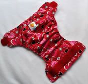 Red Hearts One Size Pocket Diaper
