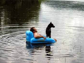 A relaxing float with Daddy