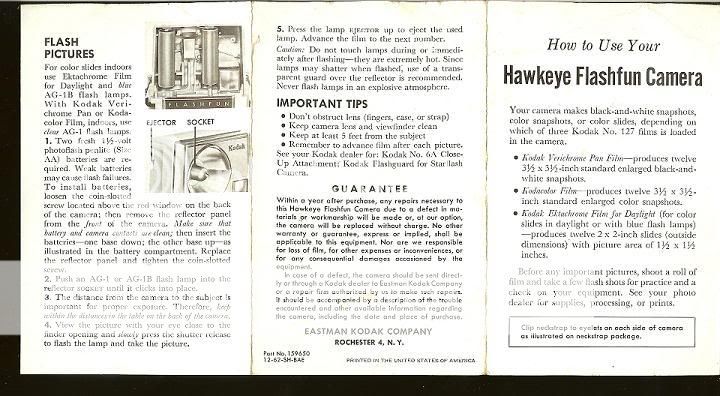 Vintage HAWKEYE Camera Eastman Kodak Instruction Manual  