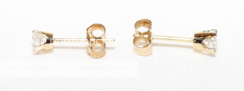 Estate 14K Solid Gold .25ct Diamond Stud Post Earrings  