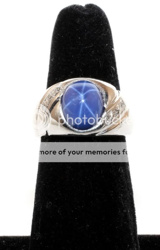 14K White Gold 3.06ct Blue Star Sapphire & Diamond Ring  