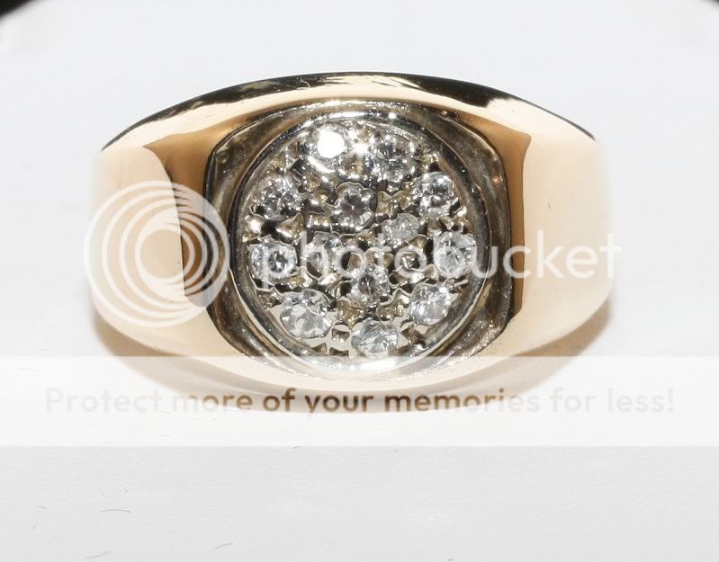 Estate 14K Solid Gold .40ct Diamond Pave Mans Ring  