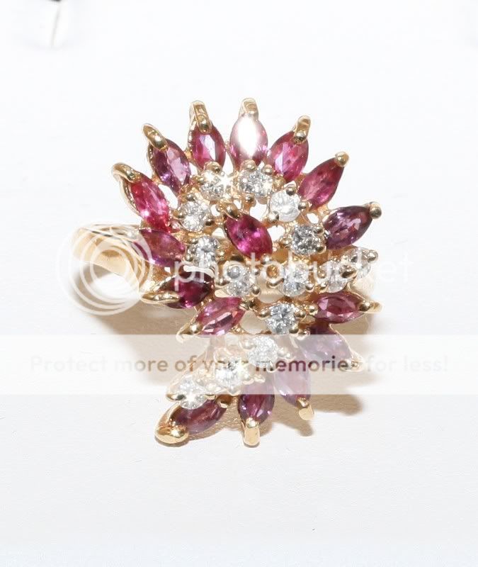 Estate 14K Sol Gold 2.58ct Ruby & Diamond Cocktail Ring  