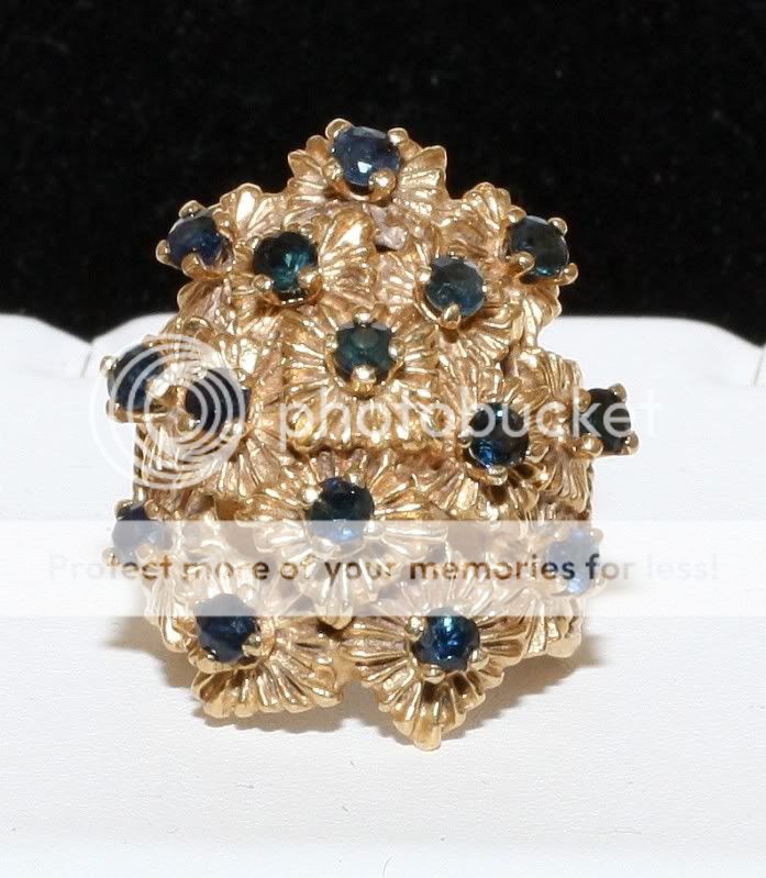 Estate 14K Solid Gold 2.25ct Sapphire Large Detail Ring  