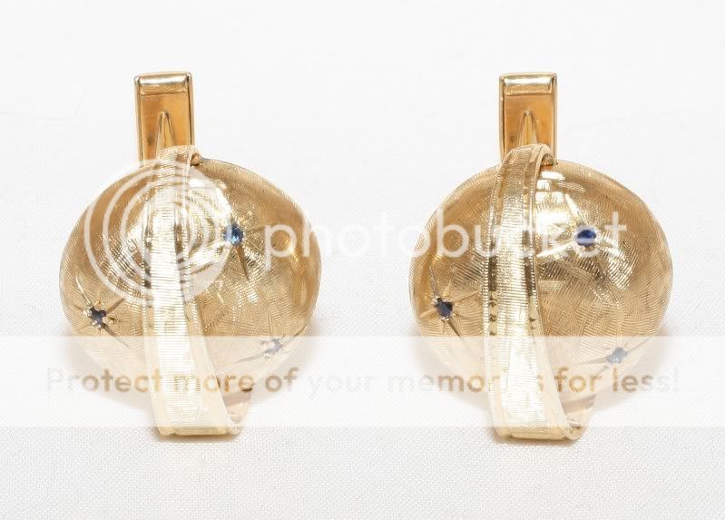 estate 14k solid gold 12ct sapphire mushroom cufflinks photo s