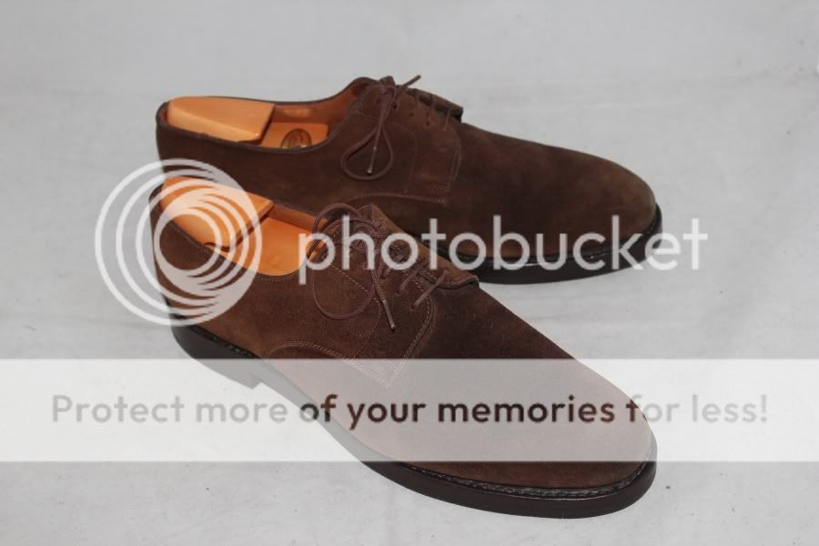 JM WESTON Dark Brown Suede Plaintoe Bluchers   J M   France   8 D US 